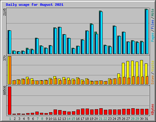 Daily usage for August 2021