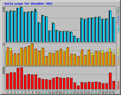 Daily usage for December 2021