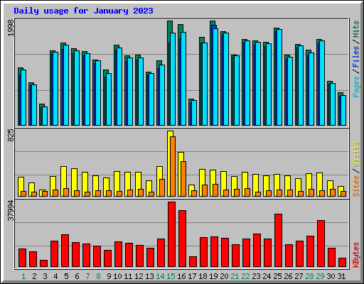 Daily usage for January 2023