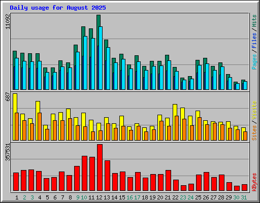 Daily usage for August 2025